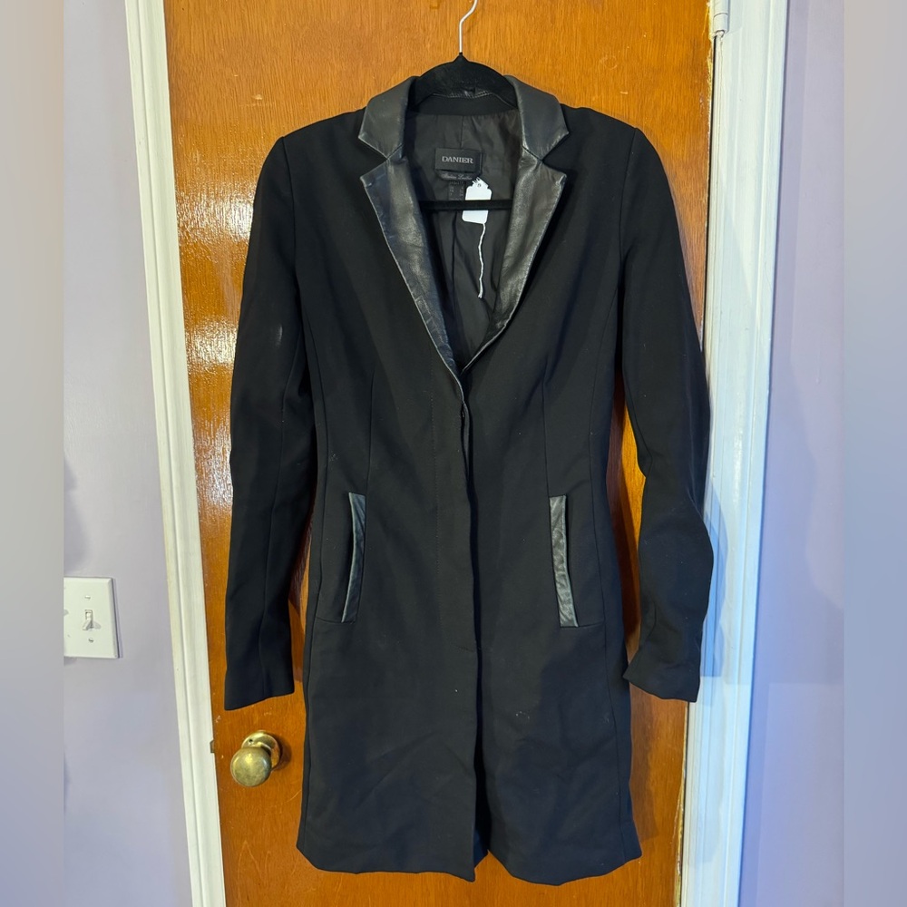 Danier Black Women's Blazer with Leather Accents